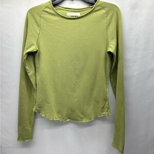 We The Free Olive Long Sleeve Top W SM Lettuce hem rolled neck BOHO CASUAL